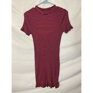 KENSIE WOMENS JUNIORS CUTE DRESS SIZE MEDIUM 7/9 PINK BLACK STRIPE BODYCON MIDI